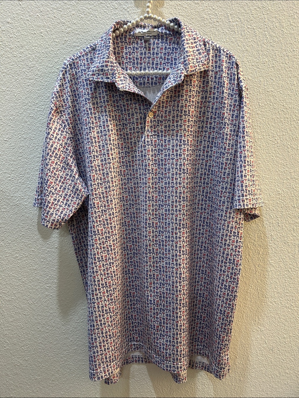 Peter Millar Summer Comfort Cocktail Drinks Polo Size Large